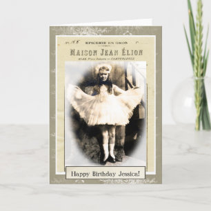 Vintage Girl Dressed as Princess Birthday Card