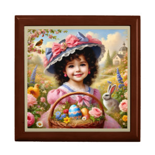 VINTAGE GIRL Easter Eggs ~ bunny ~ Gift Box