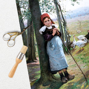 Vintage Girl Geese Tissue Paper