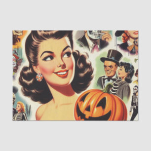 Vintage Girl Halloween Illustration Tissue Paper
