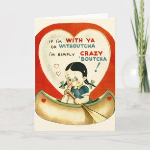 Vintage Girl In Canoe Valentine's Day Card