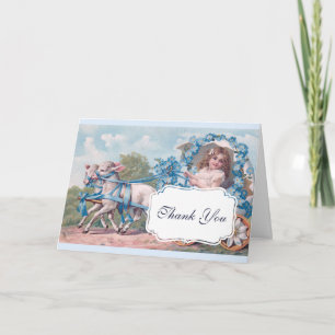 Vintage Girl in Carriage Driven by Lambs Thank You Card
