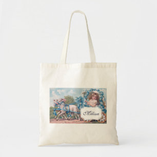 Vintage Girl in Carriage Driven by Lambs Tote Bag