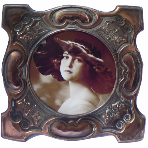 Vintage Girl in Copper Frame Pin Cutout