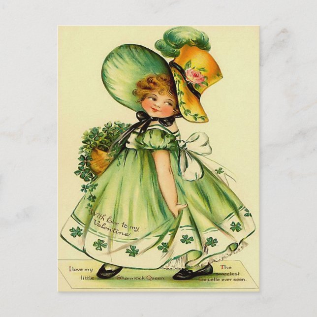 Vintage Girl in Green Post Card (Front)
