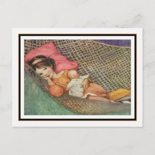 Vintage Girl in Hammock by Jessie Willcox Smith Postcard