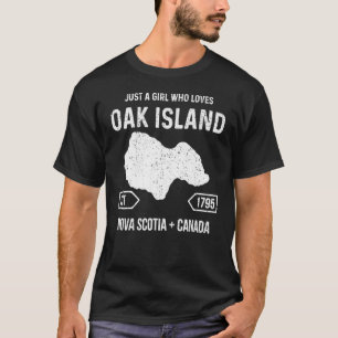 Vintage Girl Loves Oak Island Treasure Hunter Map T-Shirt