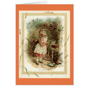 Vintage Girl Making Bubbles Note Card