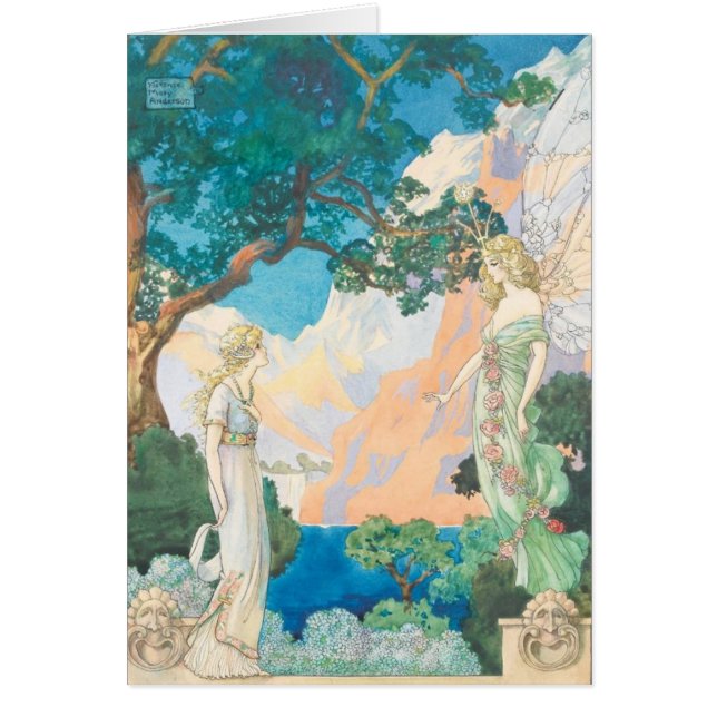 Vintage - Girl Meets Angel in a Garden, (Front)