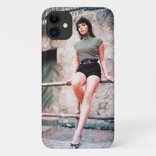 Vintage Girl on a Railing  iPhone 11 Case