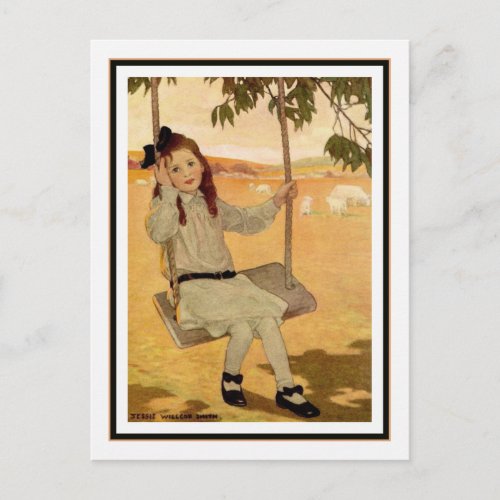 Vintage Girl on Swing by Jessie Willcox Smith Postcard