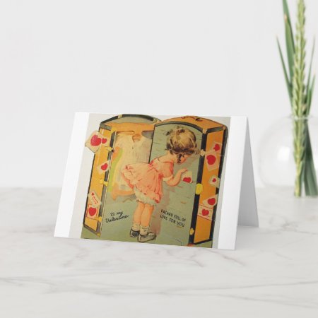 Vintage Girl Packing Valentine's Day Card