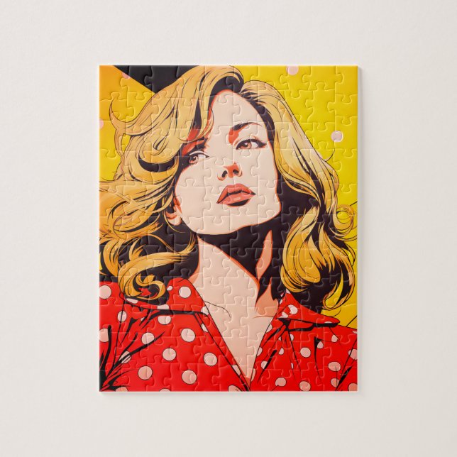 Vintage girl personalized photo unique comic  jigsaw puzzle (Vertical)