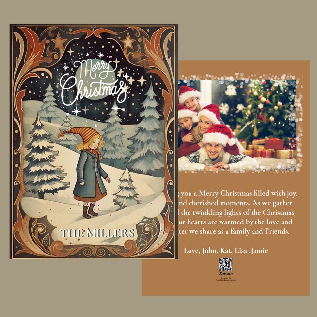 Vintage Girl Photo Message Christmas Holiday Card (Creator Uploaded)