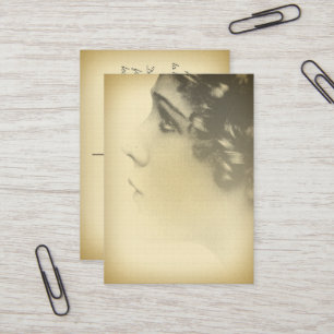 Vintage Girl Portrait Mini Postcard Business Card