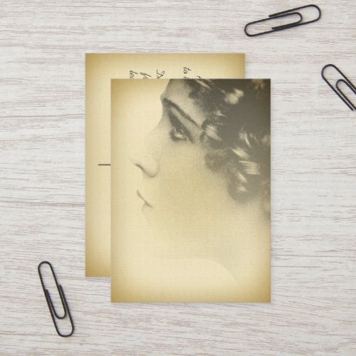 Vintage Girl Portrait Mini Postcard Business Card