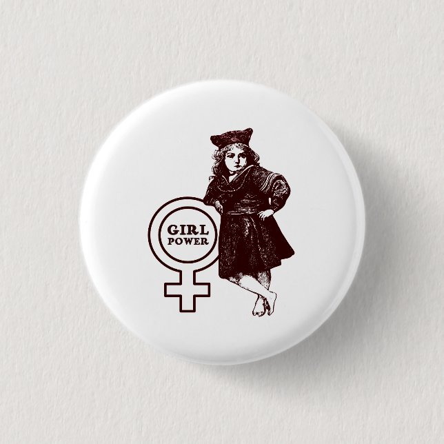 Vintage Girl Power Button (Front)