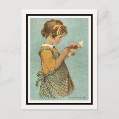 Vintage Girl Reading Card by Jessie Willcox Smith