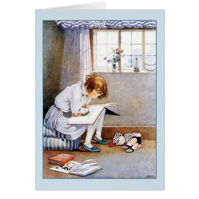Vintage - Girl Reading, Cards (Front)