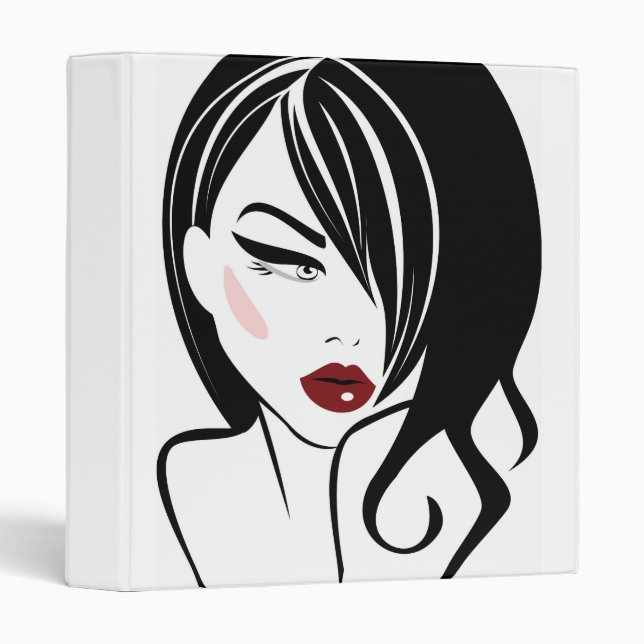 Vintage girl red lips 3 ring binder (Front/Spine)