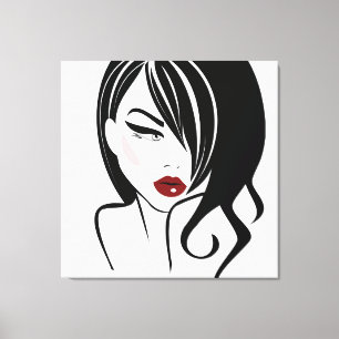 Vintage girl red lips canvas print