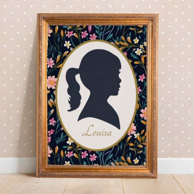 Vintage Girl Silhouette Floral Cottagecore Poster (Creator Uploaded)
