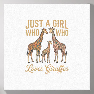 Vintage Girl Who Loves Giraffes Shirt Design_1 Canvas Photo Tile