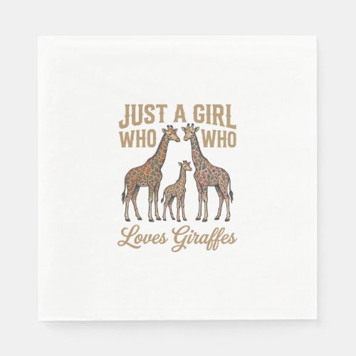 Vintage Girl Who Loves Giraffes Shirt Design_1 Napkins