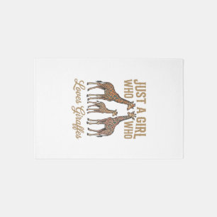 Vintage Girl Who Loves Giraffes Shirt Design_1 Rug