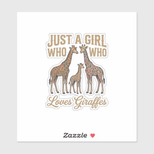 Vintage Girl Who Loves Giraffes Shirt Design_1 Sticker