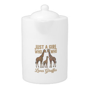 Vintage Girl Who Loves Giraffes Shirt Design_1 Teapot