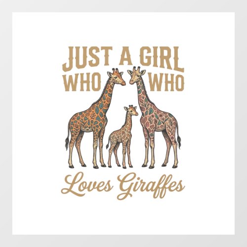 Vintage Girl Who Loves Giraffes Shirt Design_1 Window Cling