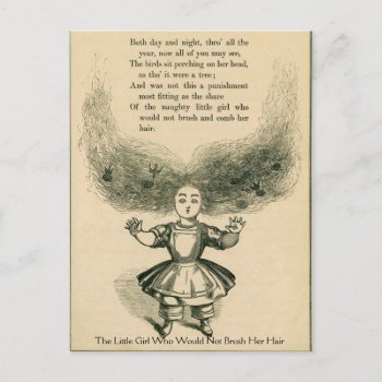 Vintage - Girl Who Wouldn't Brush Her Hair  Postcard by AsTimeGoesBy at Zazzle