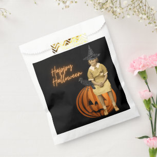 Vintage Girl Witch Halloween  Favor Bag