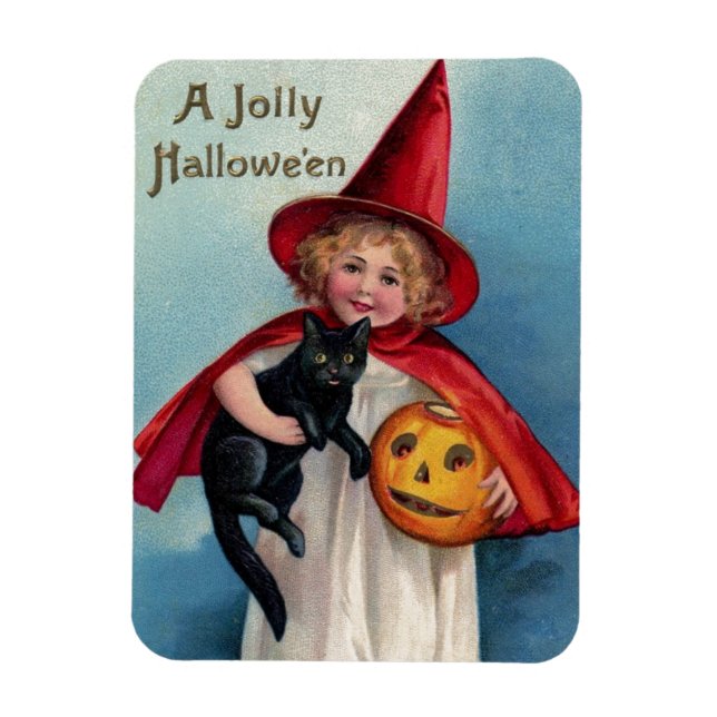 Vintage Girl Witch Magnet (Vertical)