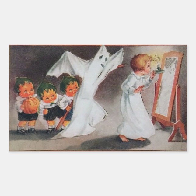 Vintage Girl with Candle Halloween Sticker (Front)