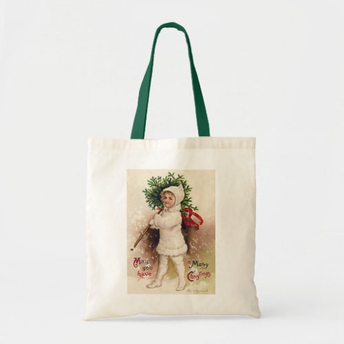 Vintage Girl with Christmas Tree Ellen Clapsaddle Tote Bag