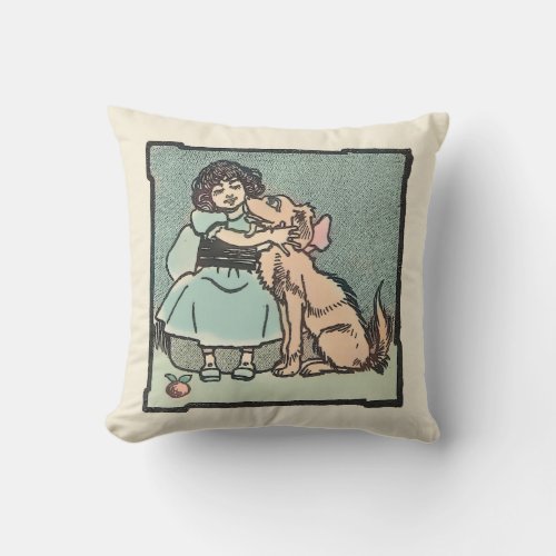 Vintage Girl with Dog and Funny Sarcasm Quote Throw Pillow