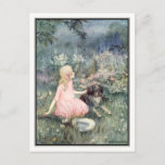 Vintage Girl With Dog By Anne Anderson Postcard at Zazzle