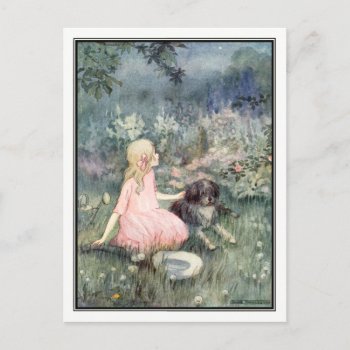 Vintage Girl With Dog By Anne Anderson Postcard by vintage_illustration at Zazzle