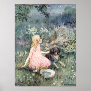Vintage Girl with Dog by Anne Anderson Poster