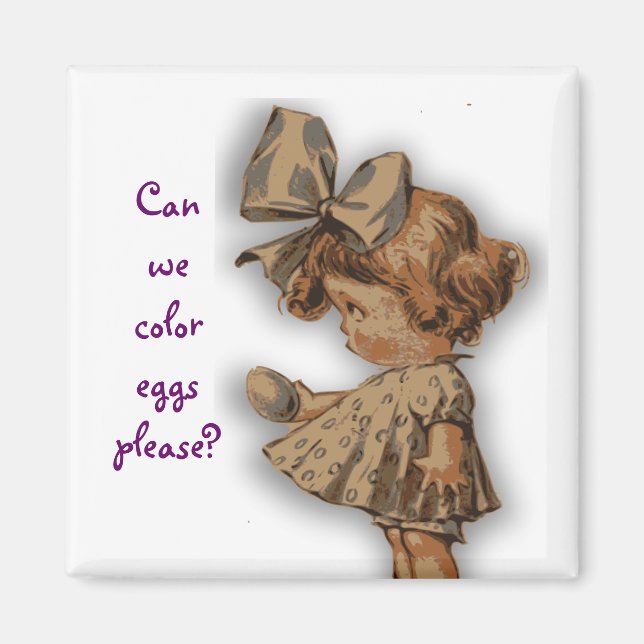 Vintage Girl With Egg Magnet (Front)