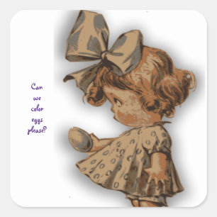 Vintage Girl With Egg Sticker