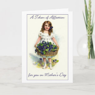 Vintage Girl With Flowers Mother's Day Card