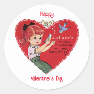 Vintage Girl With Heart Sticker