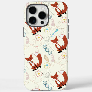 Vintage Girl Woodland Animals Fox Pattern iPhone 16 Pro Max Case