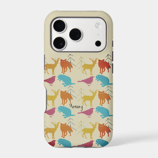 Vintage Girl Woodland Animals Fox Pattern iPhone 17 Pro Case