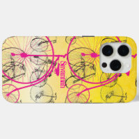 Vintage Girl Yellow Pink Bike Retro Bicycle Case-Mate iPhone Case