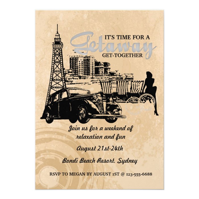 Vintage Girlfriends/Bachelorette Getaway Personalized Invites