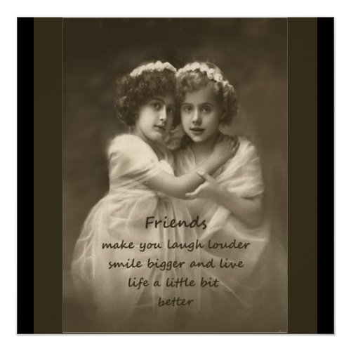Vintage Girlfriends Friendship Quote Poster